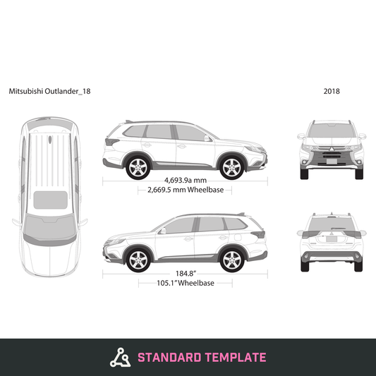 2018 Mitsubishi Outlander vector wrap template, Design-Ready PDF - GravBase