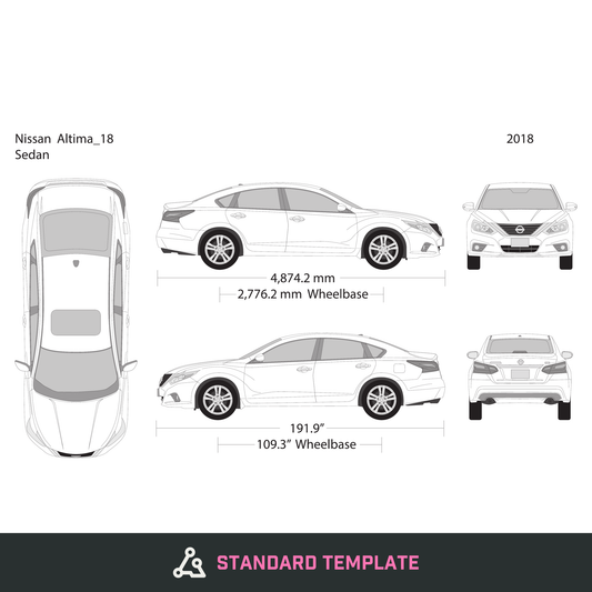 2018 Nissan Altima vector wrap template, Design-Ready PDF - GravBase