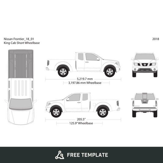 2018 Nissan Frontier front view free vector vehicle wrap template - GravBase