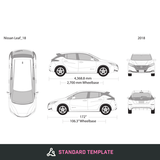 2018 Nissan Leaf vector wrap template, Design-Ready PDF - GravBase