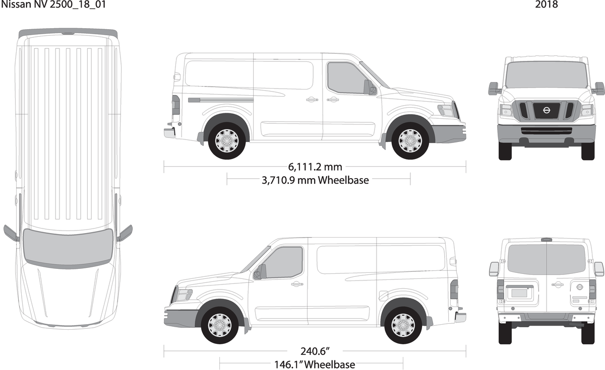 2018 Nissan Nv Cargo 2500 V01 Vehicle Wrap Template