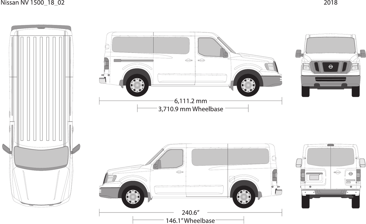2018 Nissan NV Passenger vector wrap template V02, Design-Ready PDF - GravBase