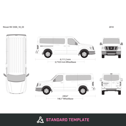 2018 Nissan NV Passenger vector wrap template V03, Design-Ready PDF - GravBase