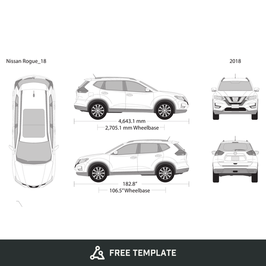 2018 Nissan Rogue free vector vehicle wrap template - GravBase