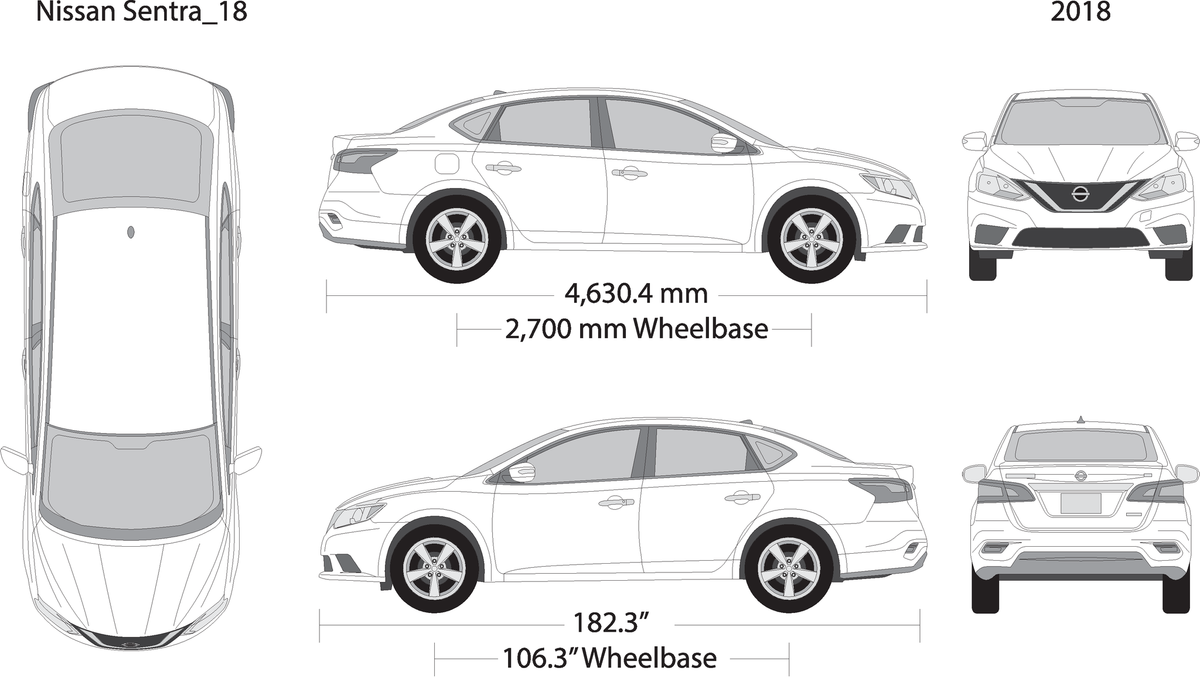 2018 Nissan Sentra V18 Vehicle Wrap Template