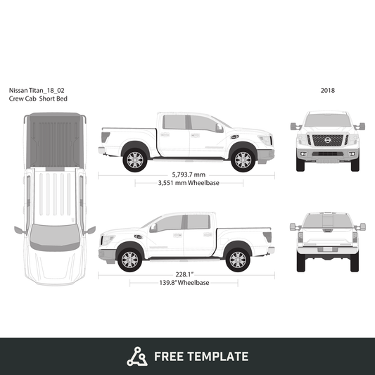 2018 Nissan Titan free vector vehicle wrap template - GravBase