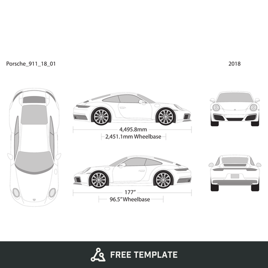 2018 Porsche 911 free vector vehicle wrap template - GravBase