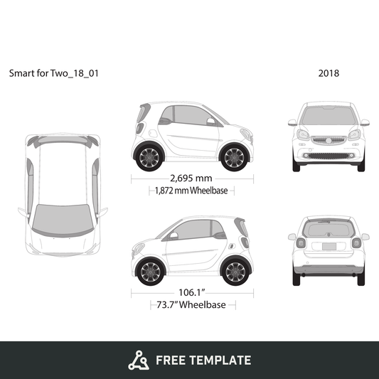 2018 Smart Fortwo free vector vehicle wrap template - GravBase