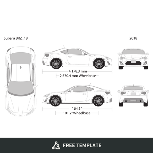 2018 Subaru BRZ free vector vehicle wrap template - GravBase