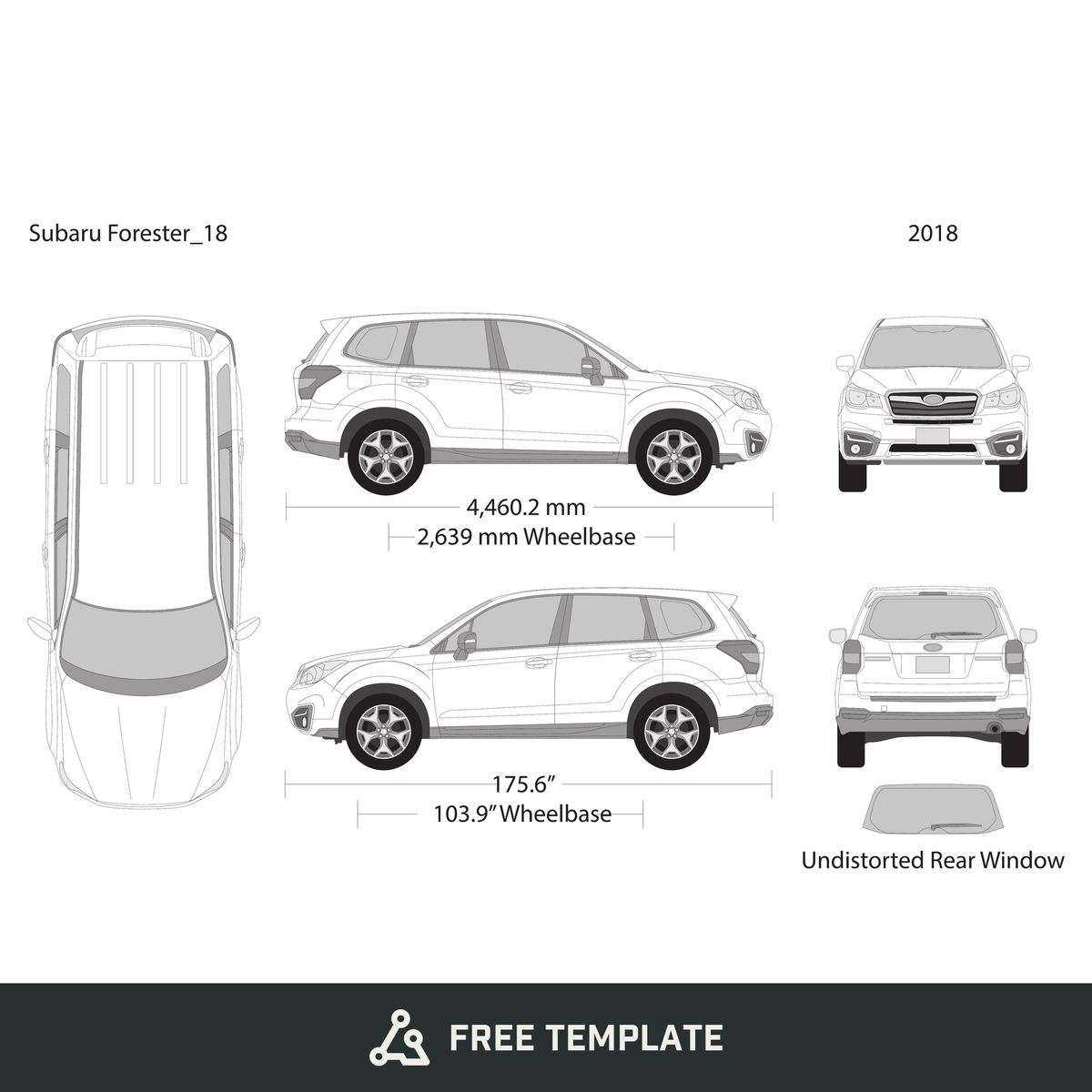 2018 Subaru Forester free vector vehicle wrap template - GravBase