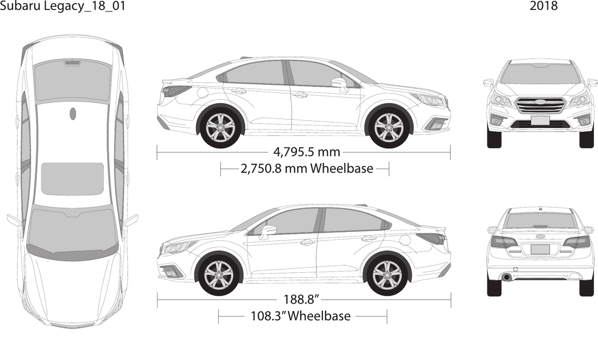 2018 Subaru Legacy vector wrap template, Design-Ready PDF - GravBase