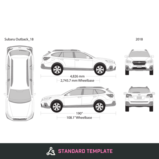 2018 Subaru Outback vector wrap template, Design-Ready PDF - GravBase