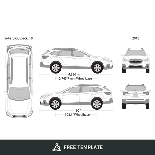 2018 Subaru Outback free vector vehicle wrap template - GravBase