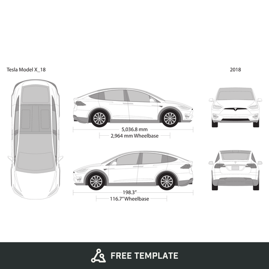 2018 Tesla Model X free vector vehicle wrap template - GravBase