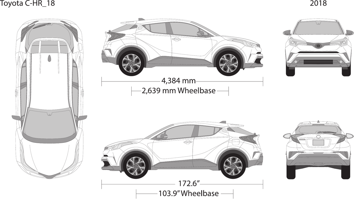 2018 Toyota C-HR vector wrap template, Design-Ready PDF - GravBase