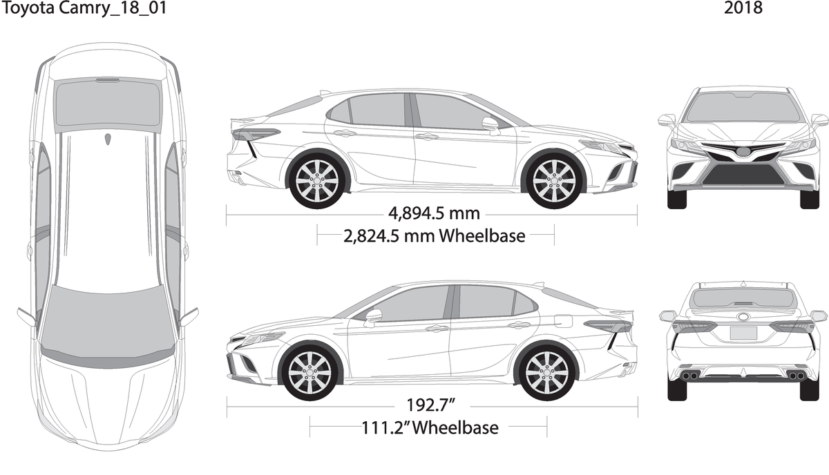 2018 Toyota Camry V01 Vehicle Wrap Template
