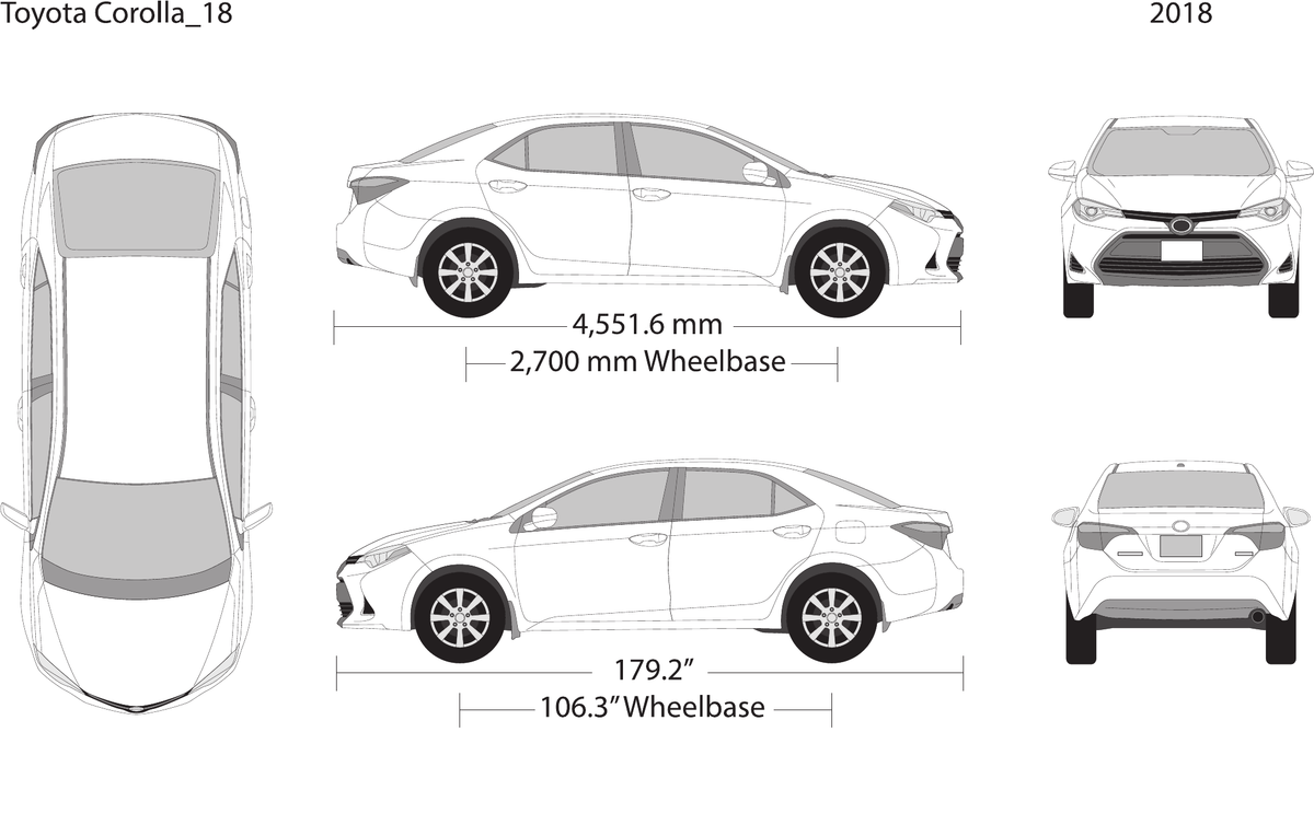 2018 Toyota Corolla vector wrap template, Design-Ready PDF - GravBase