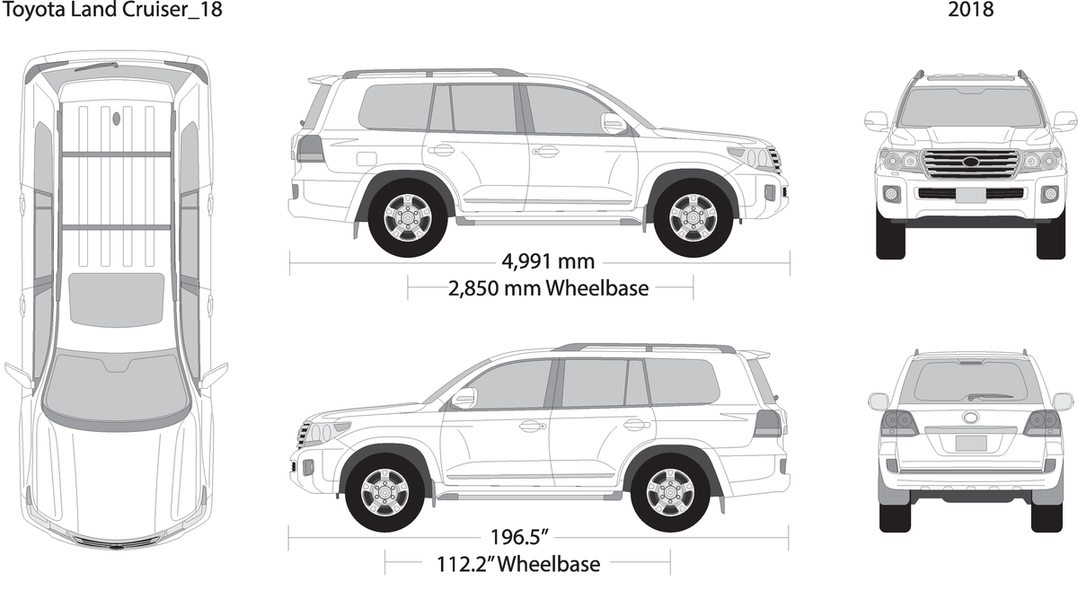 2018 Toyota Land Cruiser V18 Vehicle Wrap Template