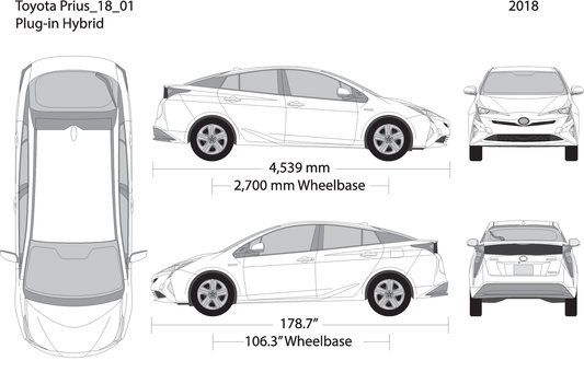 2018 Toyota Prius V01 Vehicle Wrap Template