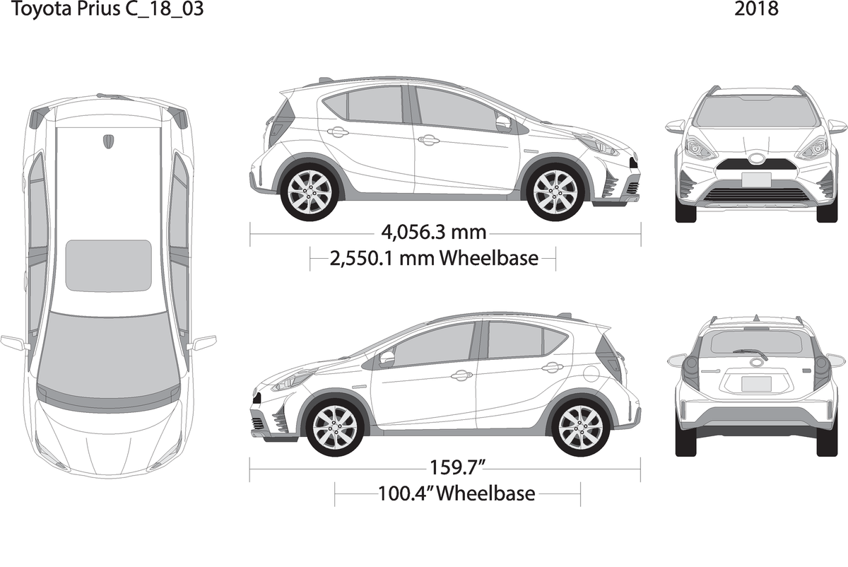 2018 Toyota Prius V03 Vehicle Wrap Template