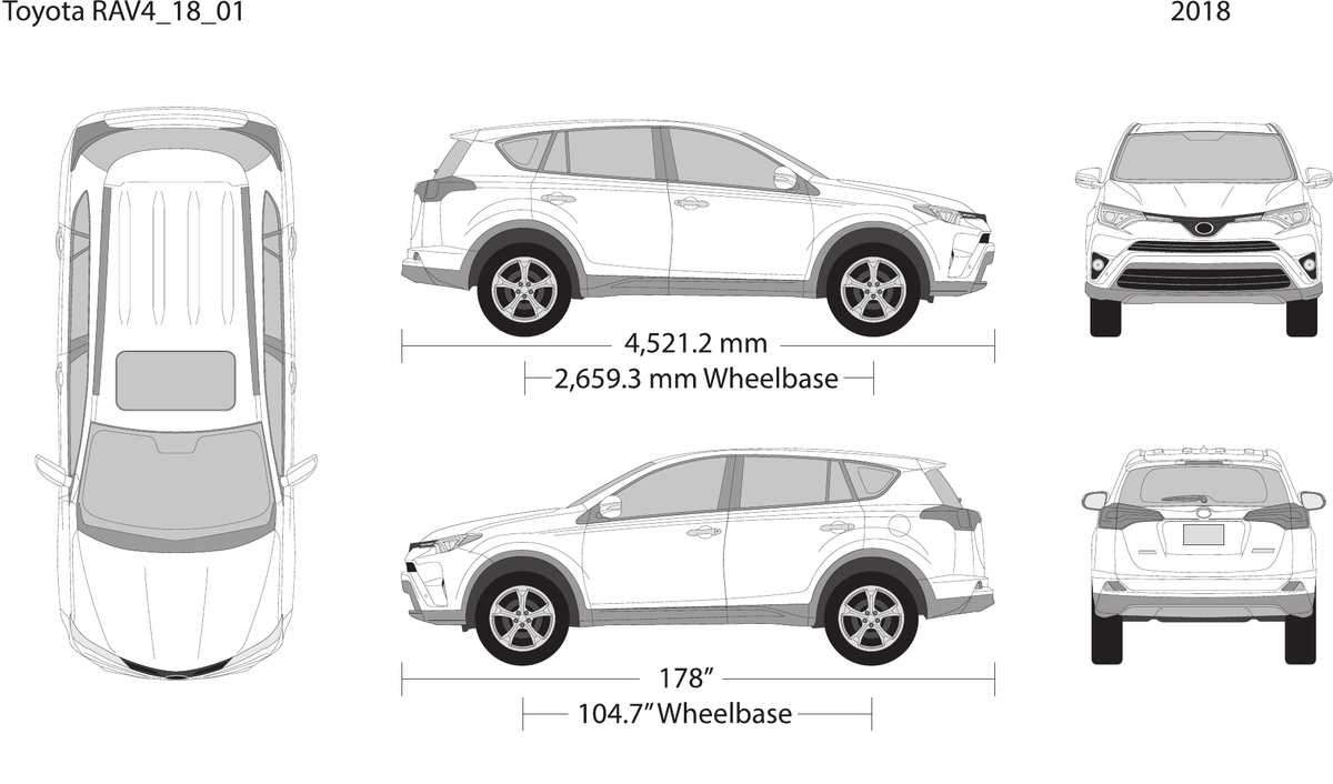 2018 Toyota RAV4 vector wrap template, Design-Ready PDF - GravBase