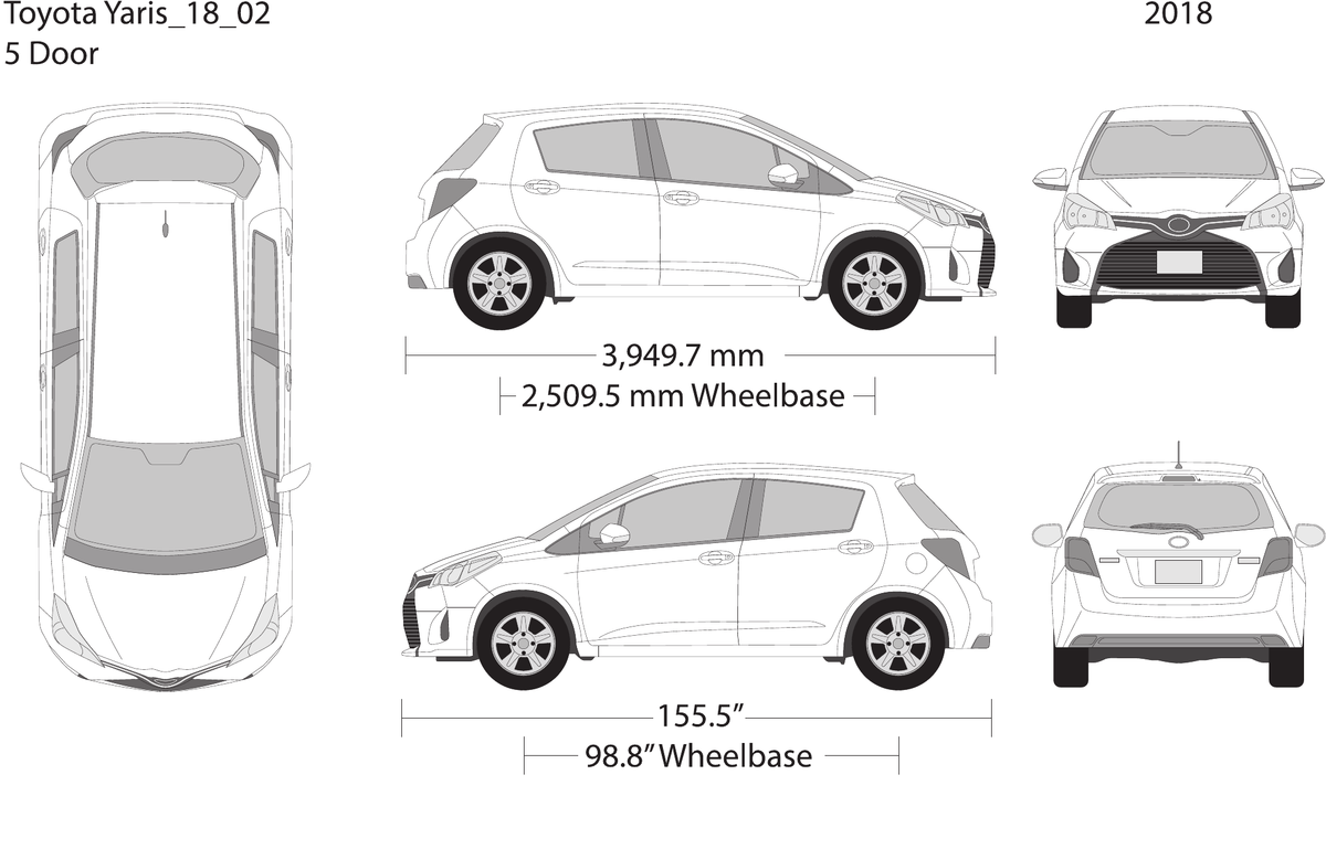 2018 Toyota Yaris vector wrap template V02, Design-Ready PDF - GravBase