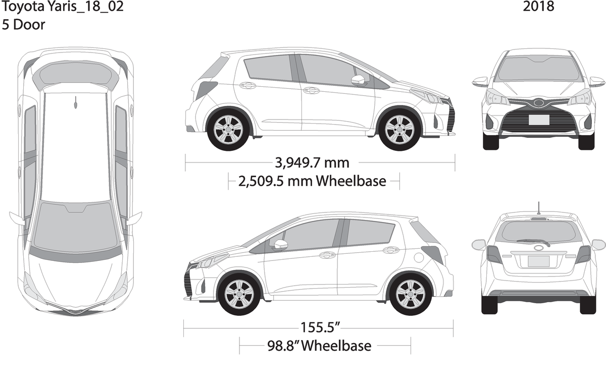 2018 Toyota Yaris V02 Vehicle Wrap Template