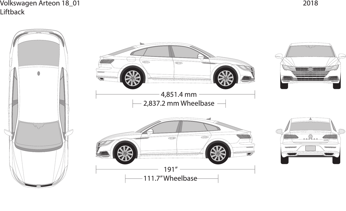 2018 Volkswagen Arteon vector wrap template, Design-Ready PDF - GravBase