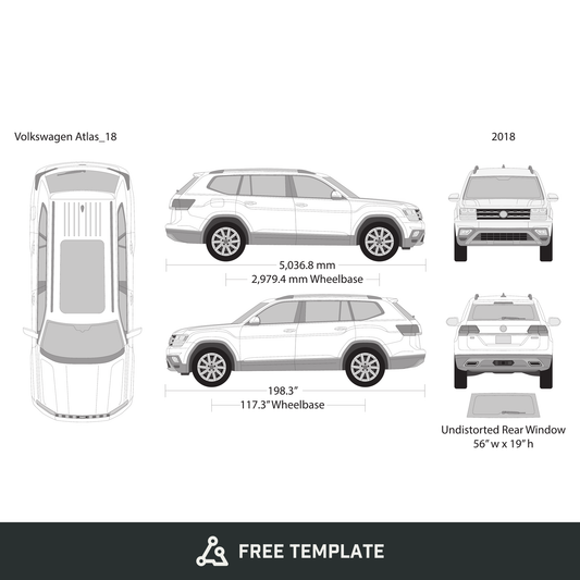 2018 Volkswagen Atlas free vector vehicle wrap template - GravBase