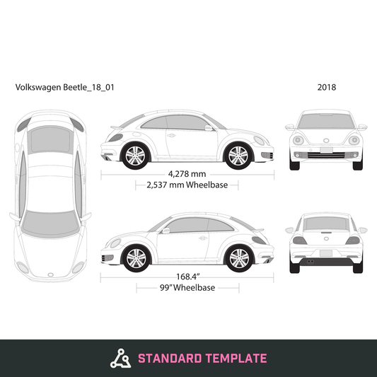 2018 Volkswagen Beetle vector wrap template V01, Design-Ready PDF - GravBase