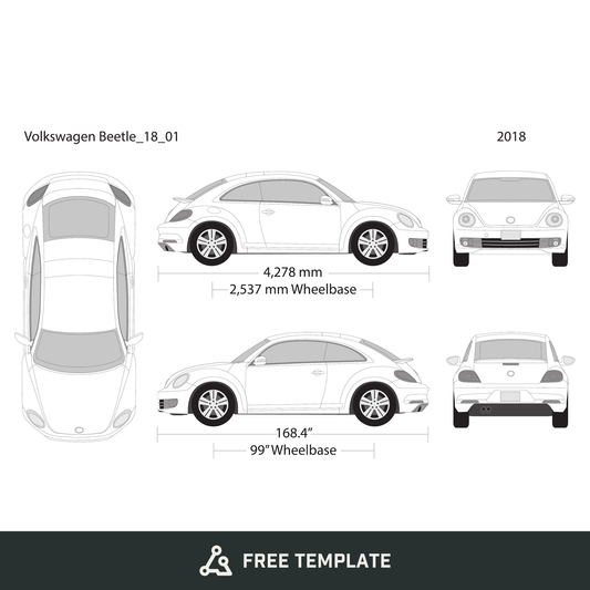 2018 Volkswagen Beetle free vector vehicle wrap template - GravBase