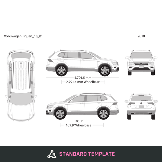 2018 Volkswagen Tiguan vector wrap template, Design-Ready PDF - GravBase