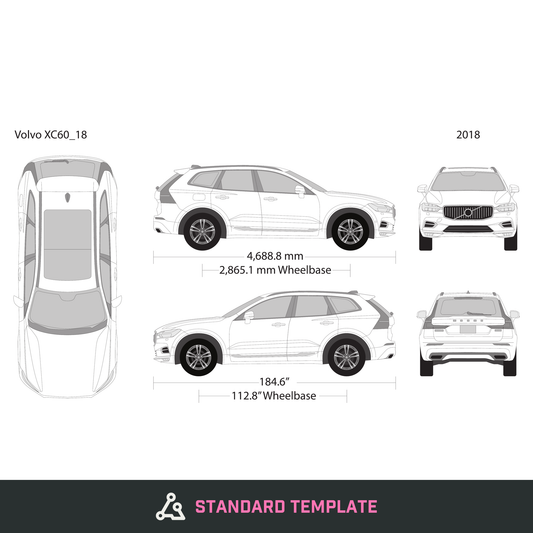 2018 Volvo XC60 vector wrap template, Design-Ready PDF - GravBase
