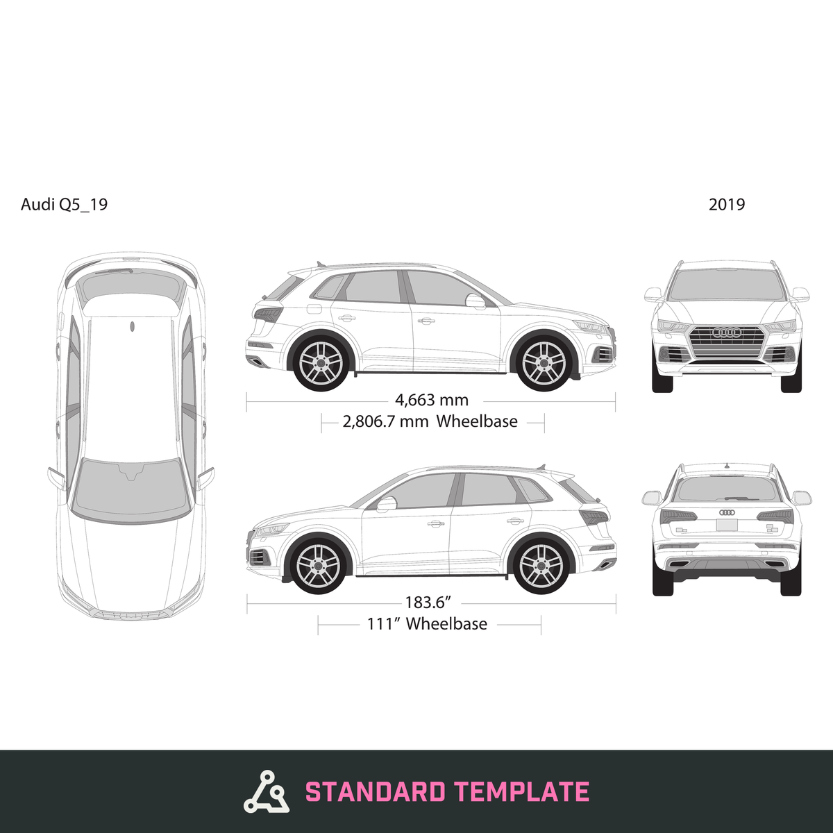 2019 Audi Q5 vector wrap template, Design-Ready PDF - GravBase