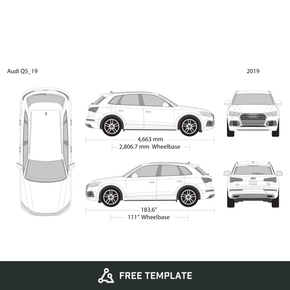 2019 Audi Q5 free vector vehicle wrap template - GravBase