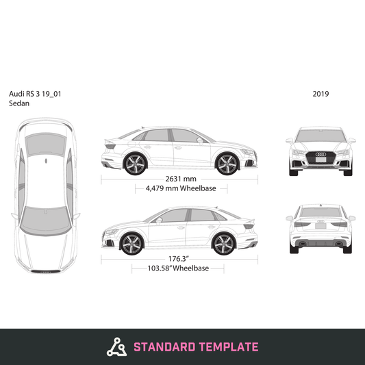 2019 Audi RS 3 vector wrap template, Design-Ready PDF - GravBase