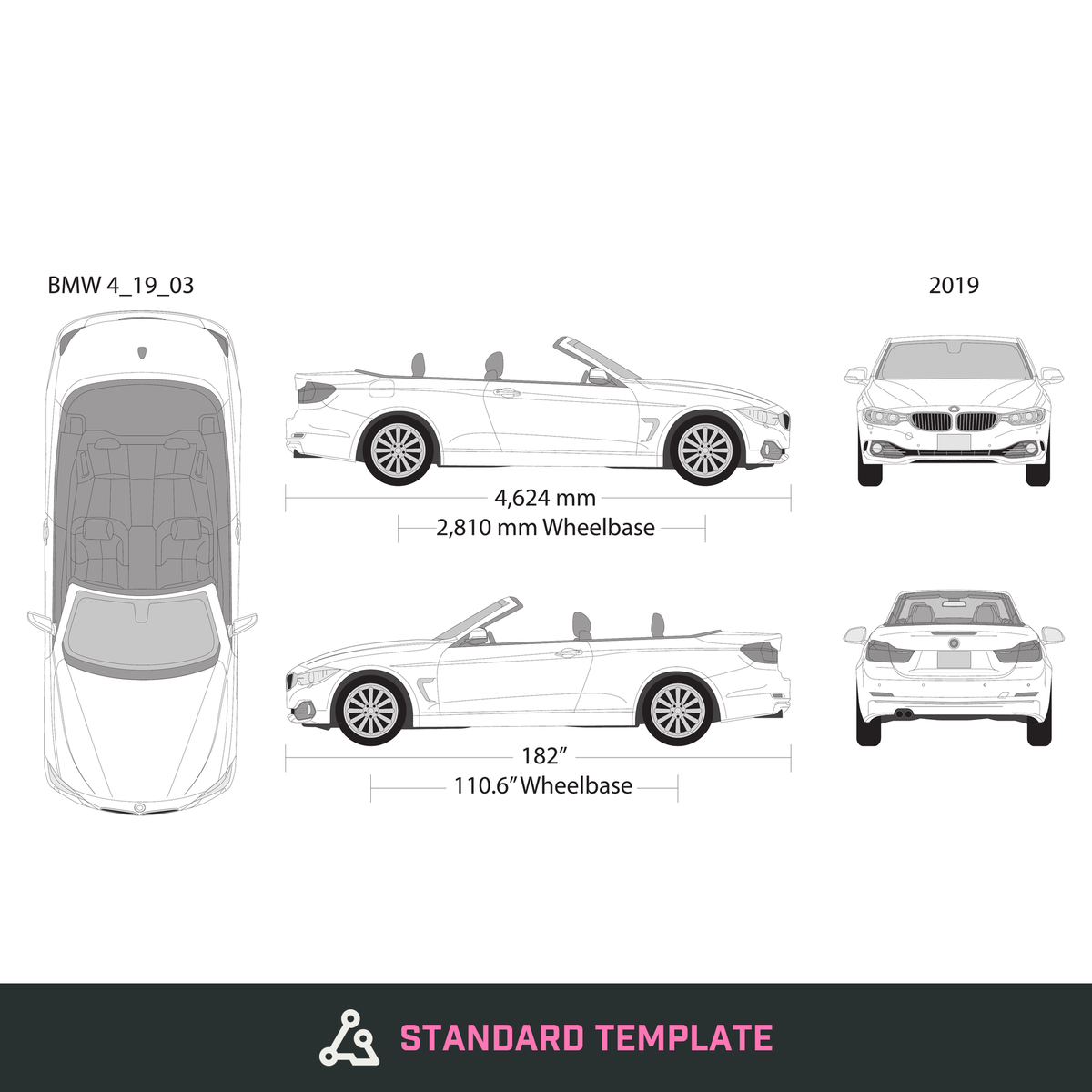 2019 BMW 4 vector wrap template, Design-Ready PDF - GravBase