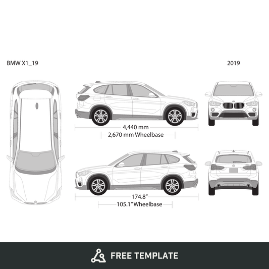 2019 BMW X1 free vector vehicle wrap template - GravBase