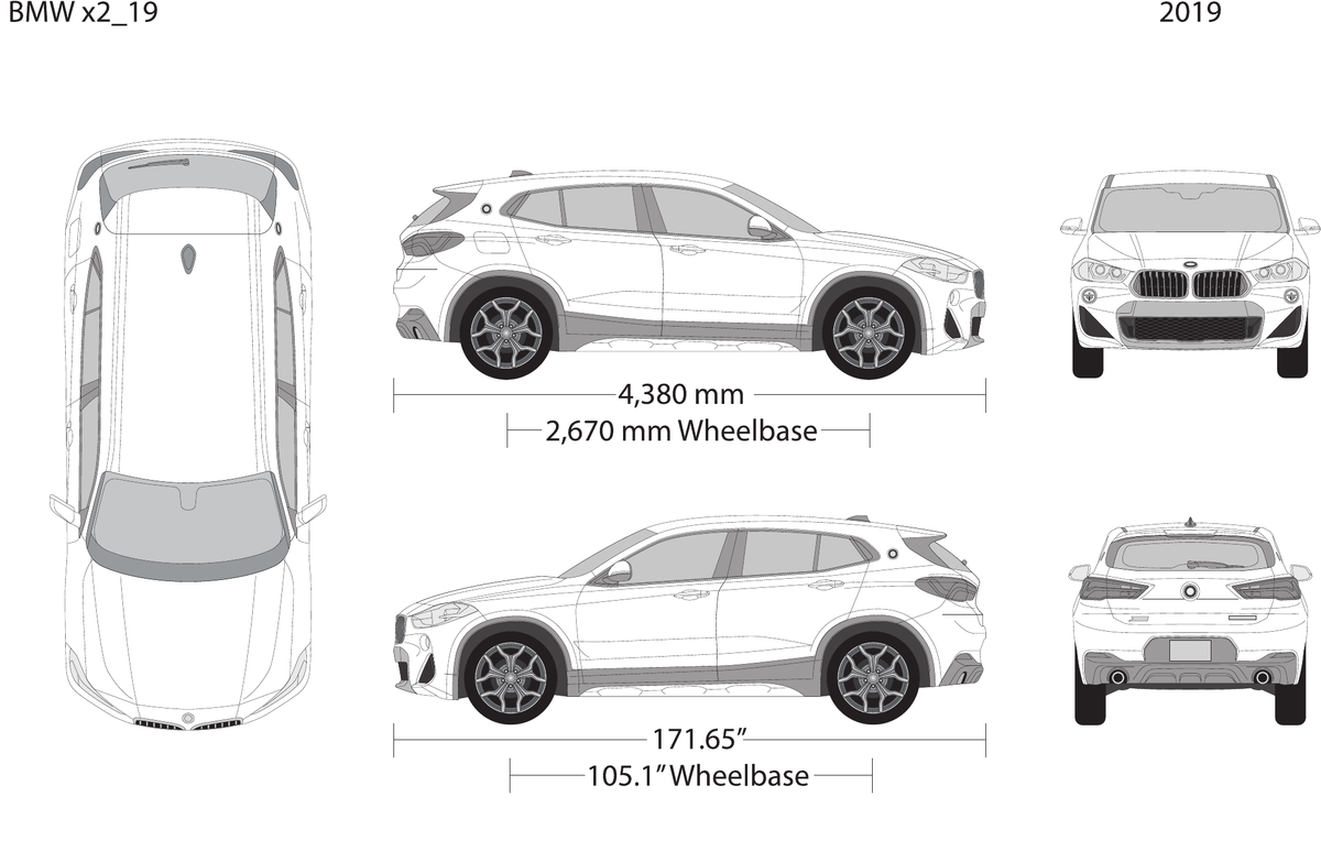 2019 BMW X2 vector wrap template, Design-Ready PDF - GravBase