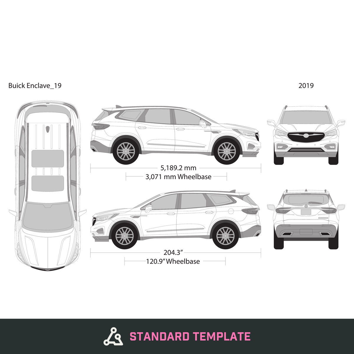 2019 Buick Enclave vector wrap template, Design-Ready PDF - GravBase