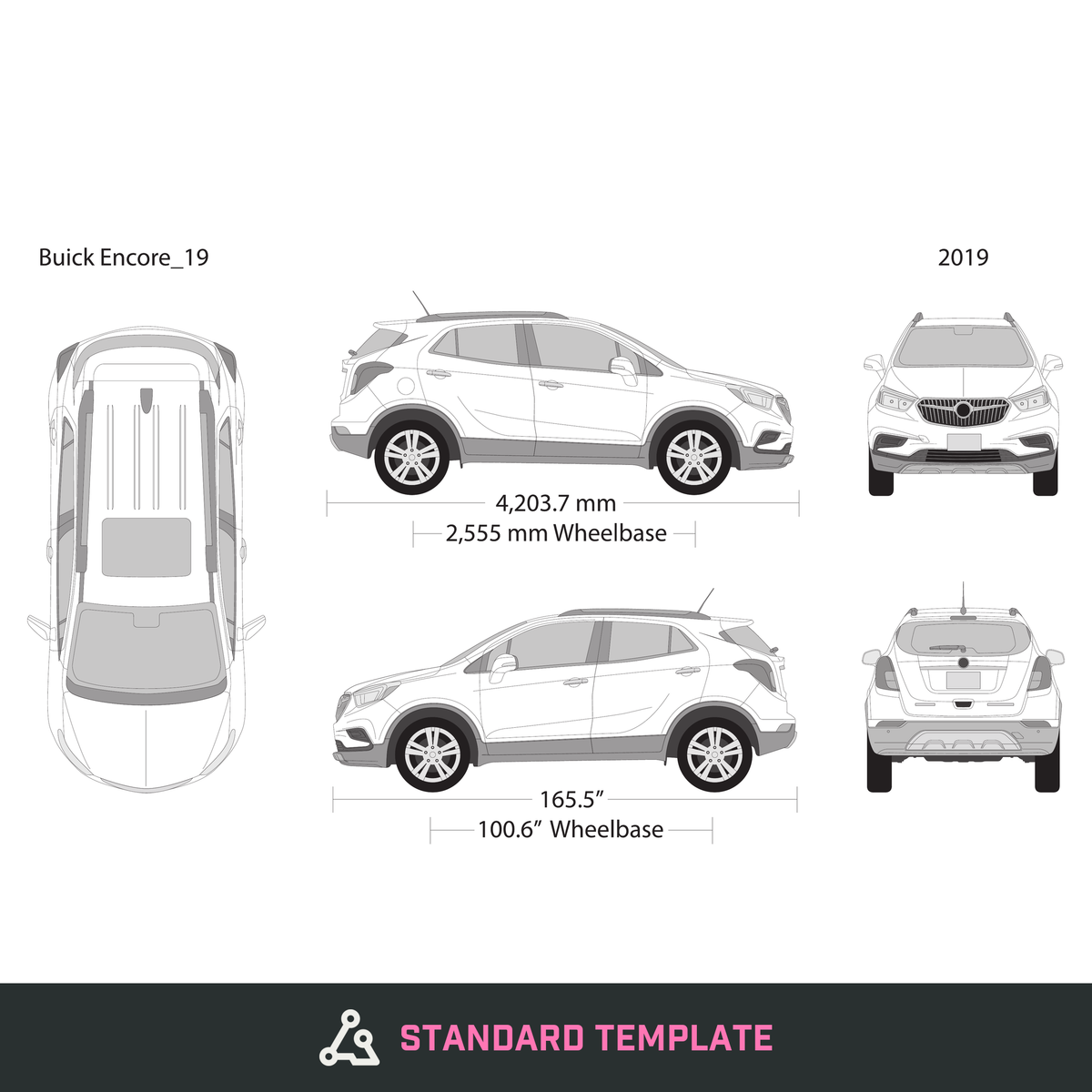 2019 Buick Encore vector wrap template, Design-Ready PDF - GravBase