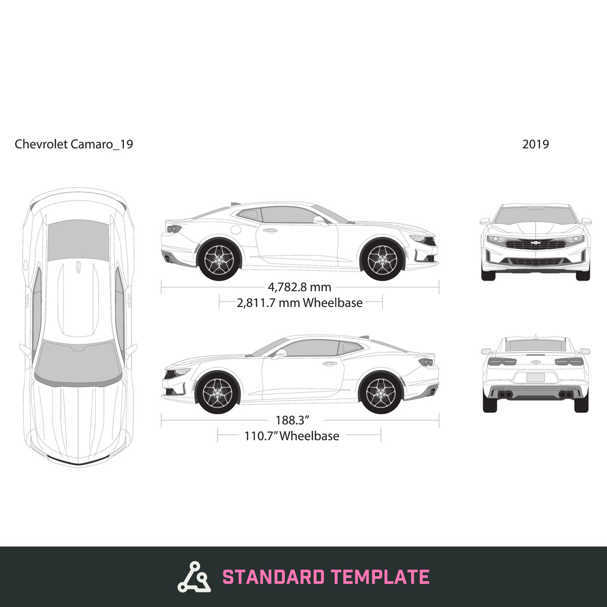 2019 Chevy Camaro vector wrap template V01, Design-Ready PDF - GravBase