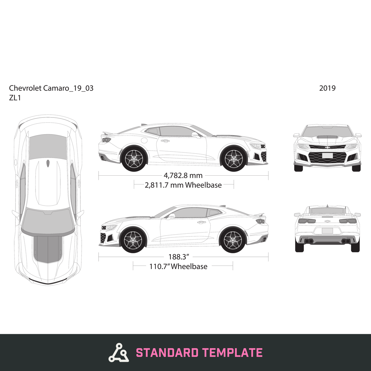 2019 Chevy Camaro vector wrap template V03, Design-Ready PDF - GravBase