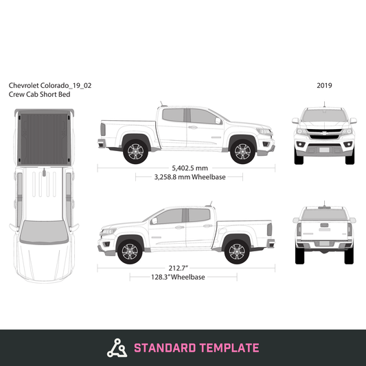 2019 Chevy Colorado vector wrap template V02, Design-Ready PDF - GravBase