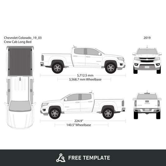 2019 Chevy Colorado free vector vehicle wrap template - GravBase