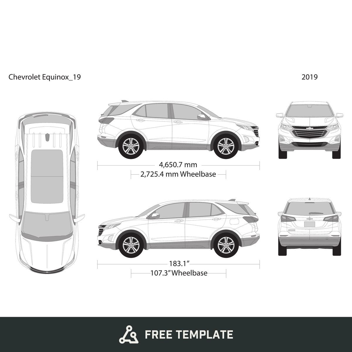 2019 Chevy Equinox free vector vehicle wrap template - GravBase
