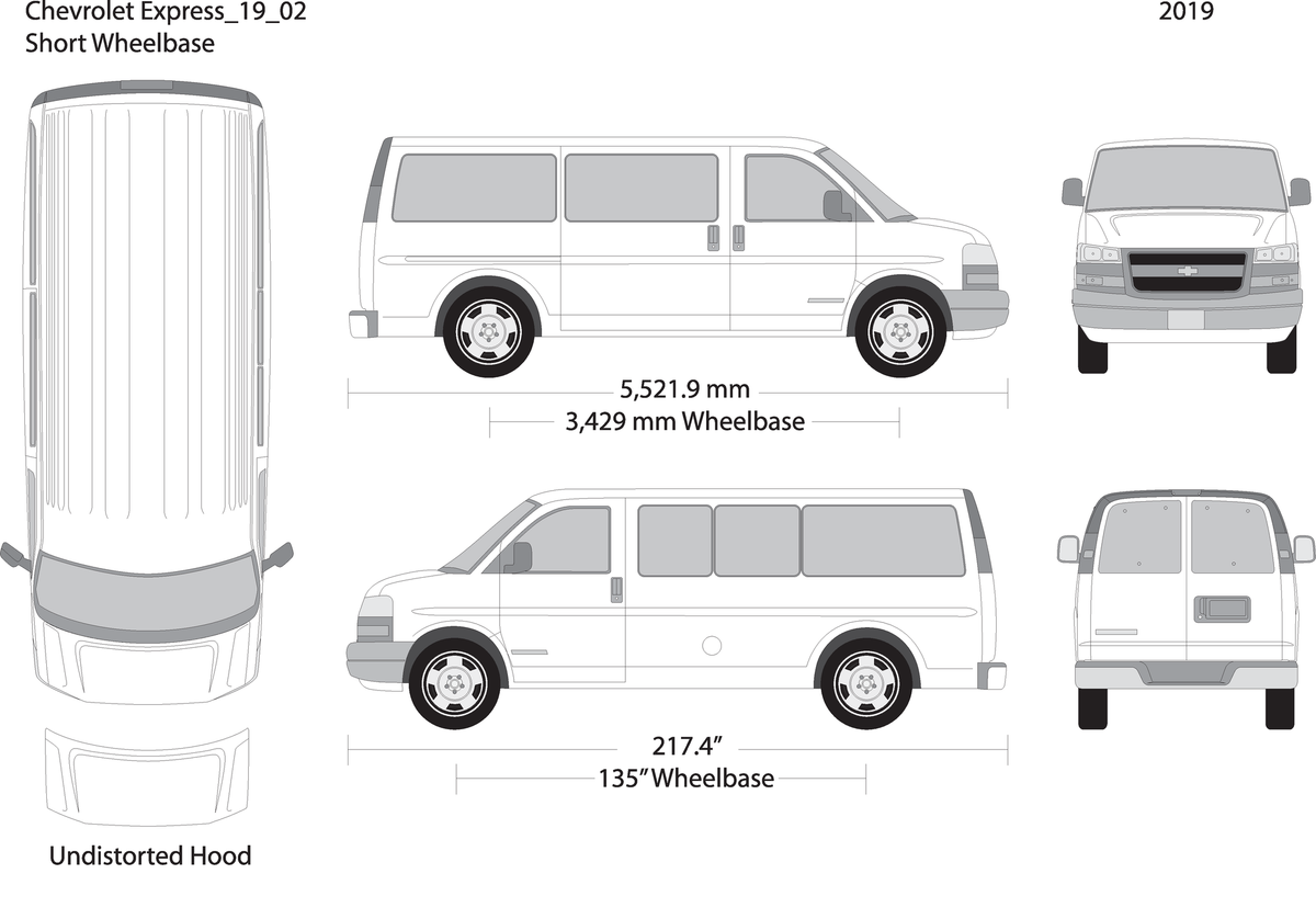 2019 Chevy Express V02 Vehicle Wrap Template