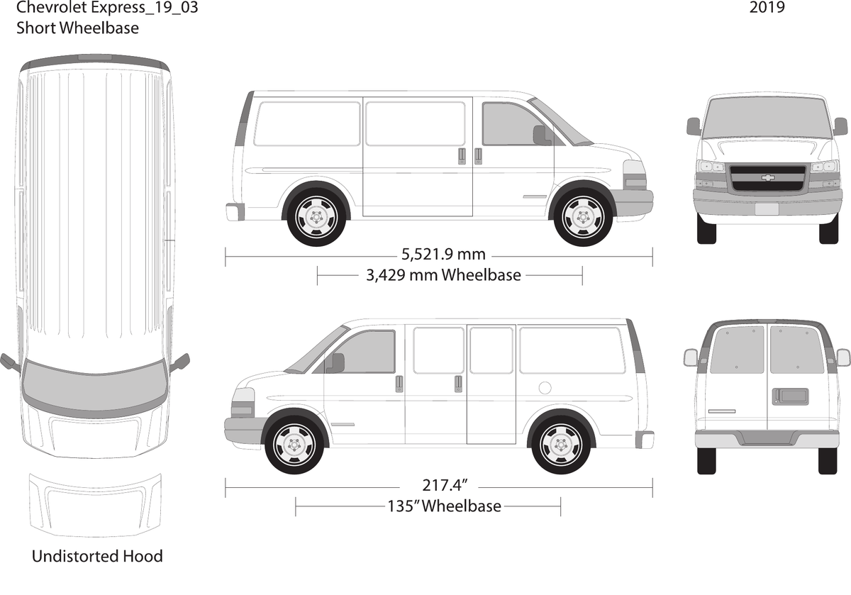 2019 Chevy Express vector wrap template V03, Design-Ready PDF - GravBase