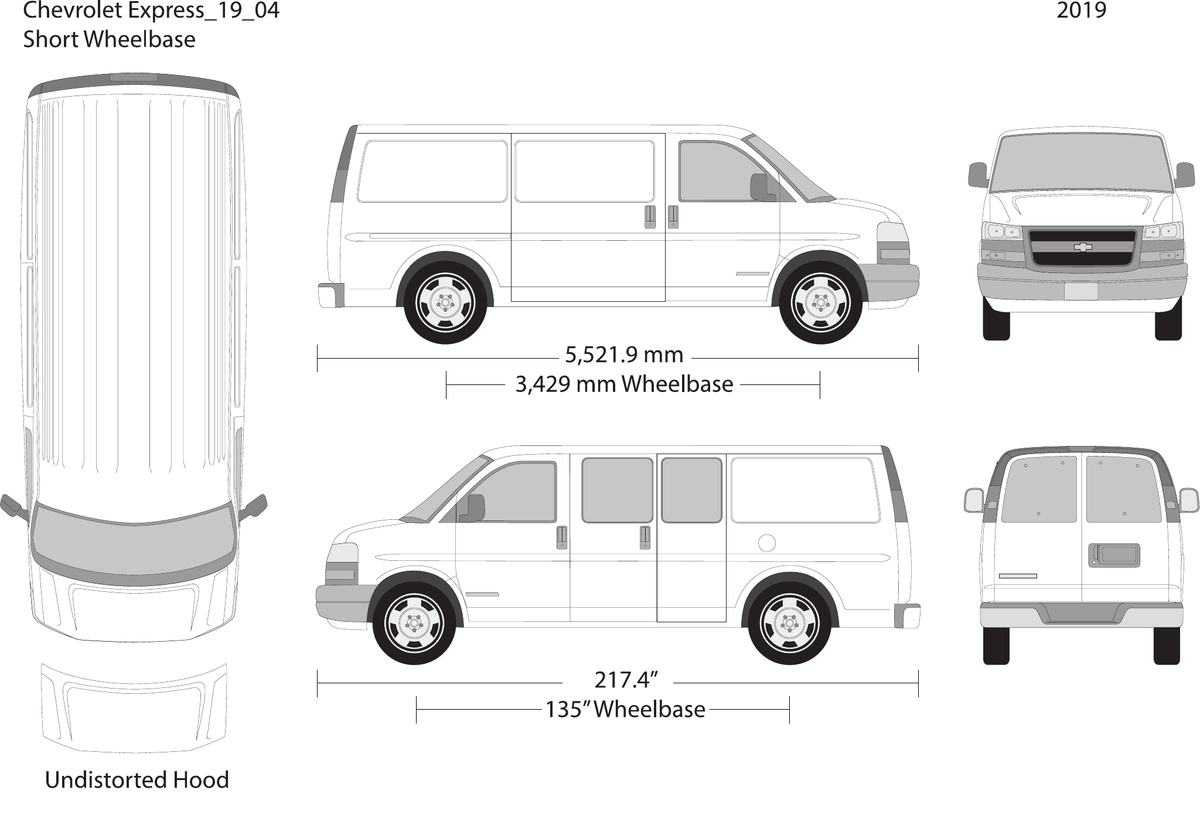 2019 Chevy Express vector wrap template V04, Design-Ready PDF - GravBase