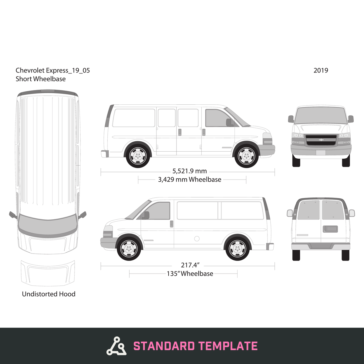 2019 Chevy Express vector wrap template V05, Design-Ready PDF - GravBase